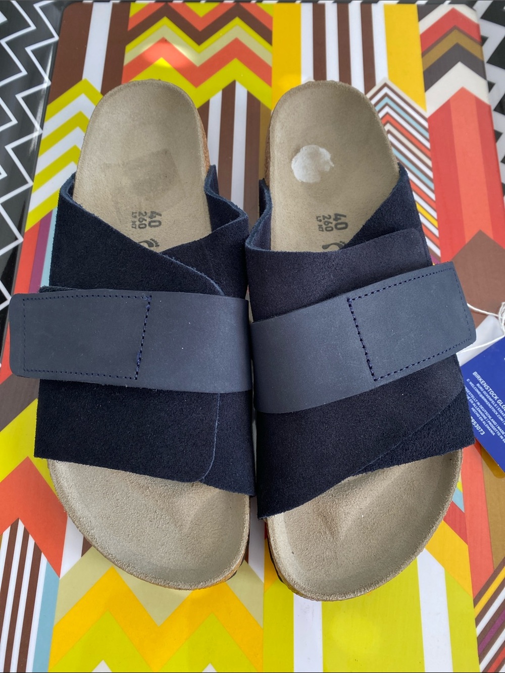 Birkenstock Kyoto Unisex Velcro Suede Cross-Strap Sandals Size 40 Color Navy NWT